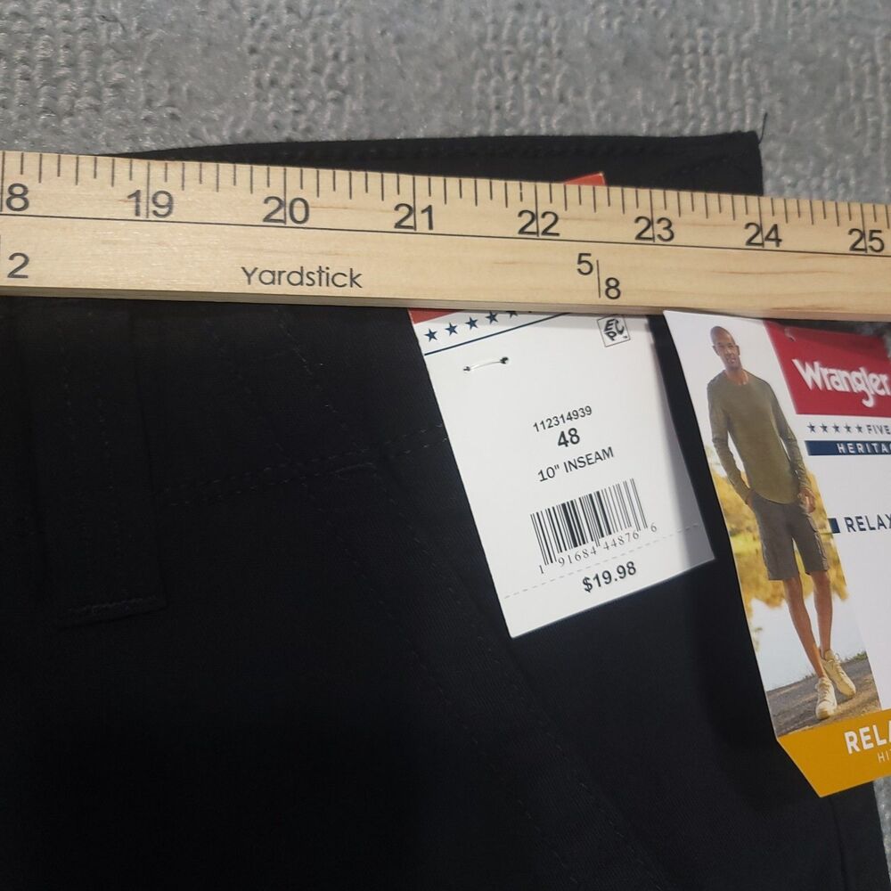 Wrangler Five Star Heritage Relaxed Fit Cargo Shorts Mens 48x10 Black Stretch - Picture 7 of 11